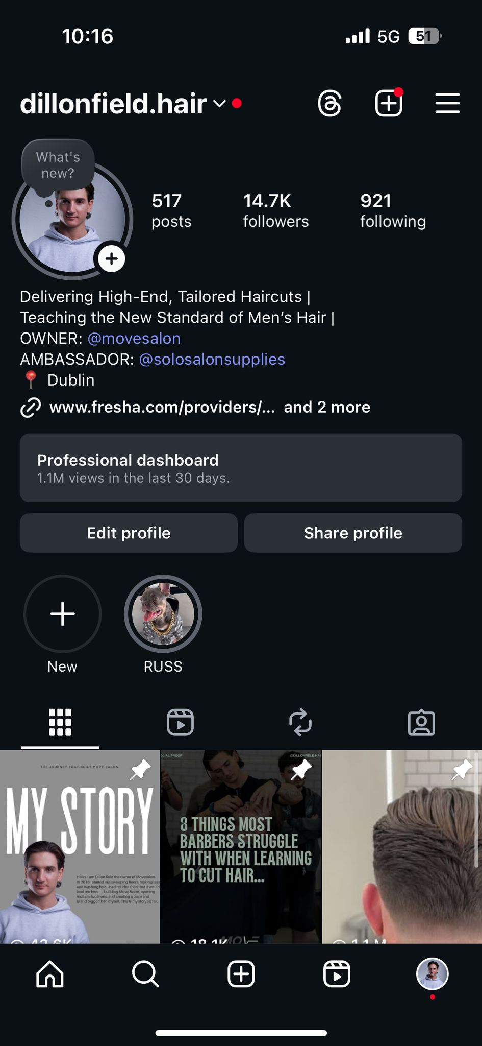 Dillon's Instagram, 14.7K followers